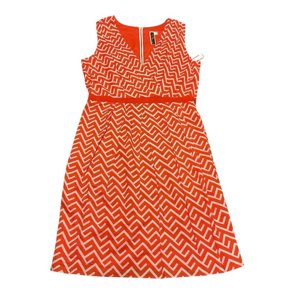 ❤️3/$15 Julian Taylor Orange and White A-Line Sleeveless Dress